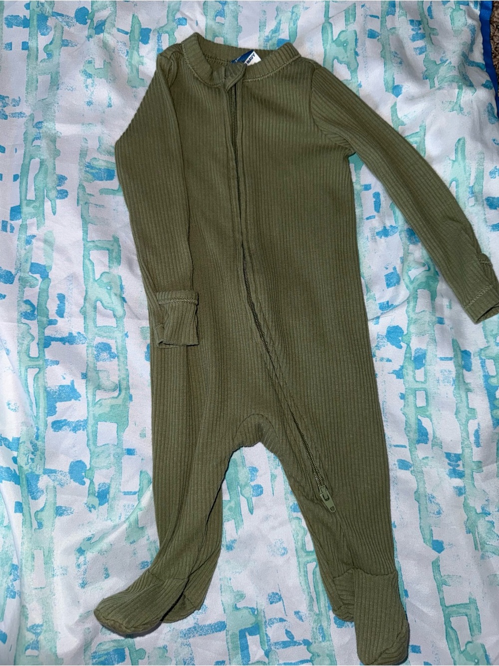 Old Navy Olive Green Ribbed Footed One-Piece Pajama